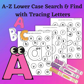 Preview of A-Z Lower Case Letters Search & Find with Tracing for Elementary & OT