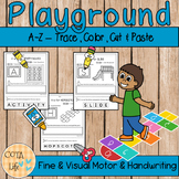 A-Z Playground Alphabet Activity Pages - Trace, Color, and Cut