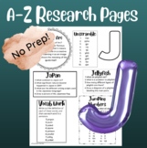 A-Z Multi Skill Worksheet (J)| For All Subjects | 4th Grad