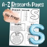 A-Z Multi Skill Worksheet (S)| For All Subjects | 4th Grad
