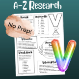 A-Z Multi Skill Worksheet (V)| For All Subjects | 4th Grad