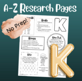 A-Z Multi Skill Worksheet (K)| For All Subjects | 4th Grad