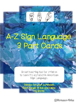 Preview of A-Z Sign Language 3 Part Cards