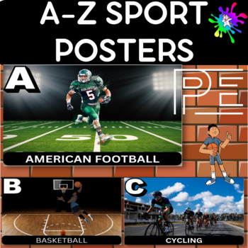 Preview of A-Z Sports Posters -P.E Classroom decorations, P.E Posters