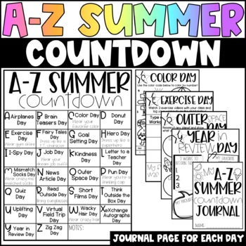 Preview of ABC Countdown to Summer | Journal | End of the Year | No Prep | Editable Version