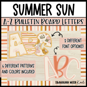 Preview of A-Z Summer Sun Bulletin Board Letters, End of Year Sunshine Bulletin Letters