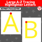 A-Z large uppercase letter highlighted tracing with dot cu