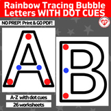 A-Z large uppercase letter rainbow tracing WORKSHEETS dot 