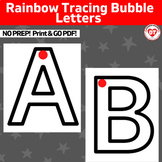 A-Z large uppercase letter rainbow tracing with dot cues