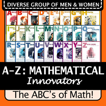 Preview of A-Z of Famous Mathematicians | Poster Set Math Class Decor Bulletin Board Idea!