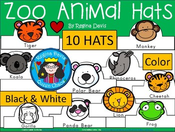 A+ Zoo Animal Hats by Regina Davis | Teachers Pay Teachers