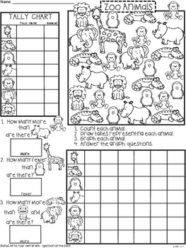 A+ Zoo Animals... Count, Tally, Graph, and Compare by Regina Davis