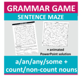 A, an, any, some - count nouns, mass nouns - Sentence Maze