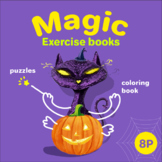 A book with puzzles, letters, numbers and coloring books n