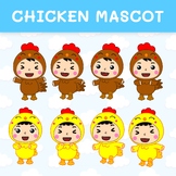 A cartoon set featuring kids wearing chicken mascot costumes.