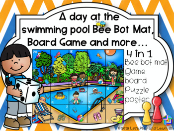 Preview of A day at the swimming pool Bee Bot Mat, Board Game and more…