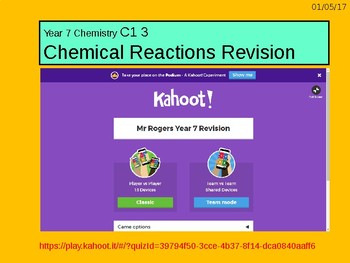 a digital revision lesson for the year 7 c1 3 chemical reactions topic