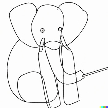 Preview of A drawing of an elephant using a continuous line.