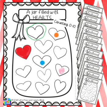 Preview of A jar filled with hearts! Counting 0-10 (Preschool)