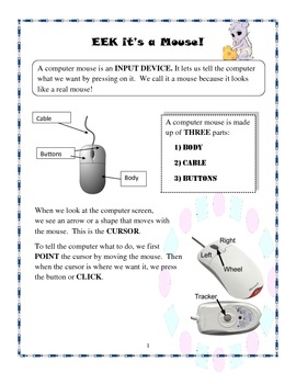Preview of A lesson about the Computer Mouse for Grades pre-k to 2