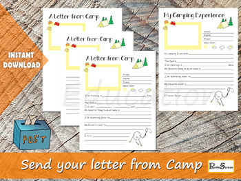 Preview of A letter from Camp, Printable Summer Camp Letter, Write a letter, Print
