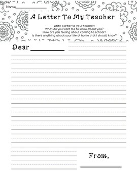 Preview of A letter to my teacher first days of school new school year ELA prompt free writ