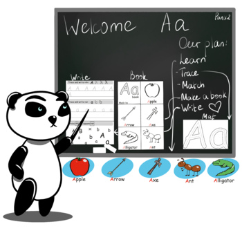 Preview of Letter A worksheets and flashcards. Trace, match, write and learn. ESL teaching.