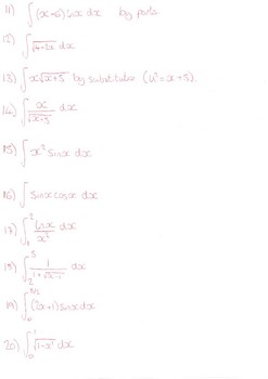 A-level Integration by parts worksheet by Joanne Brookes | TpT