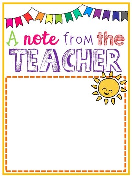 A note from the teacher memory book template