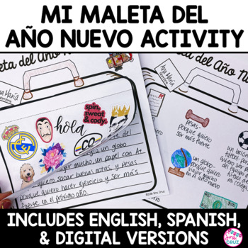 Preview of Año Nuevo Spanish New Year Mi Maleta Suitcase Writing Activity with DIGITAL