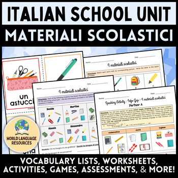 Preview of A scuola: Italian School Unit - Materiali scolastici (School Supplies)