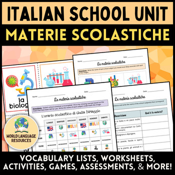 Preview of A scuola: Italian School Unit - Materie scolastiche (School Subjects)