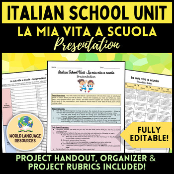 Preview of A scuola: Italian School Unit Project - La mia vita a scuola Oral Presentation