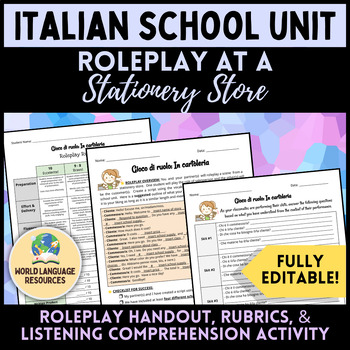 Preview of A scuola: Italian School Unit - Roleplay at a Stationery Store (In cartoleria)