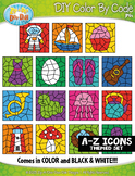 A to Z Alphabet Letter Icons Color By Code Clipart {Zip-A-
