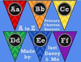 A to Z Alphabet Primary Chevron and Chalkboard Banners for Classroom Walls