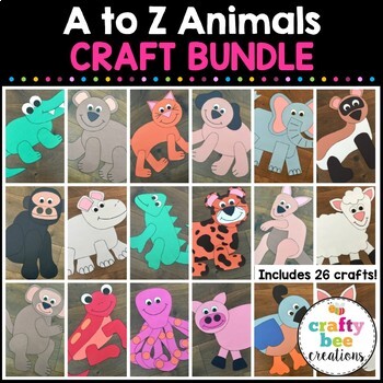 Preview of Animal Crafts Bundle | A to Z Animal Craft Activities | Zoo | Pet | Jungle