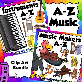 Preview of A to Z Animal Musicians and Musical Instrument Clip Art BUNDLE
