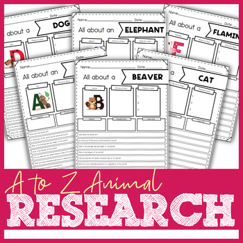 Preview of A to Z Animal Research Worksheets