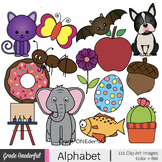 A to Z Beginning Sounds Clip Art, Color plus Black and Whi