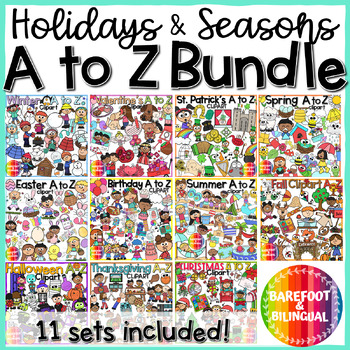 Preview of A to Z Clipart Mega Bundle - Beginning Sounds Clipart - Season & Holidays