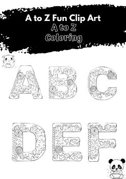 Preview of A to Z Coloring Clip Art (BLACK AND WHITE ONLY)