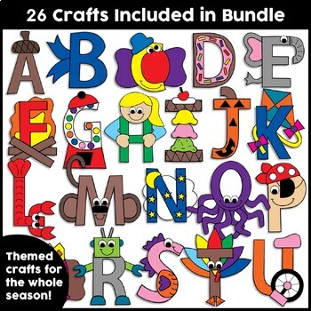 Alphabet Crafts Bundle | Letter Crafts | Uppercase Letter Crafts from A ...