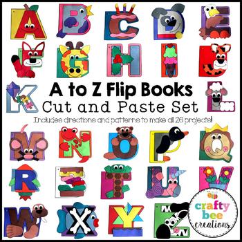 A to Z Alphabet Interactive Flip Books Cut and Paste Set | TpT