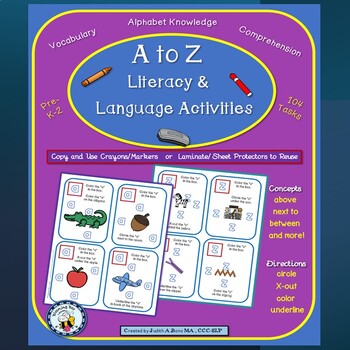 Preview of Alphabet A to Z Literacy and Language Activities