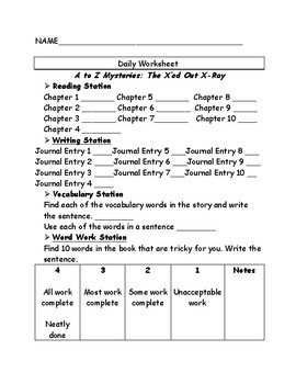 A To Z Mysteries The X Ed Out X Ray Comprehension Questions By Elizad