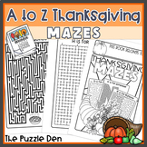 A to Z Thanksgiving Mazes for Elementary Students