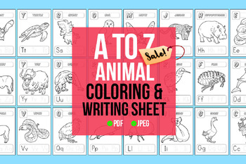 Preview of A to Z Wild Animal Coloring & Writing Exercise Bundle