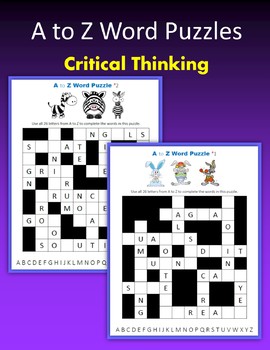 Preview of A to Z Word Puzzles - Critical Thinking