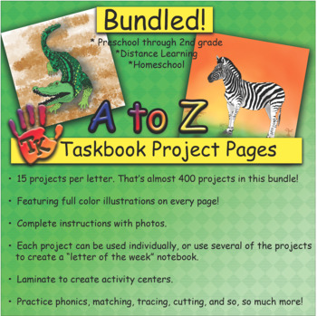 Preview of A to Z Bundle Alphabet TK Taskbook Interactive Notebook Alphabet Phonics ASL